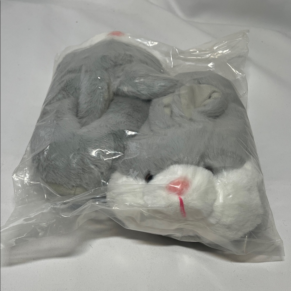 Cozy Gray and White Bunny Slippers for Kids